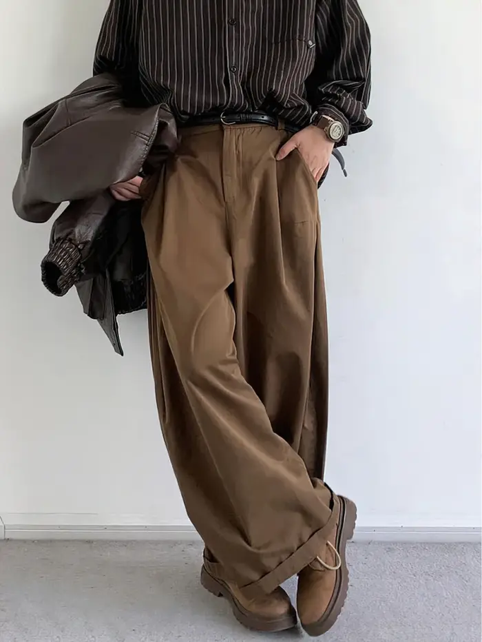 Vintage marron Baggy Cargo pantalon hommes Koraen Harajuku costume pantalon bureau pantalon décontra