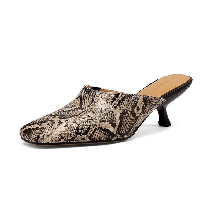 SmallHut Nouvelle Tendance 2026 Mules d'été pour femmes en cuir croûte jaune, bleu, beige, à talon s