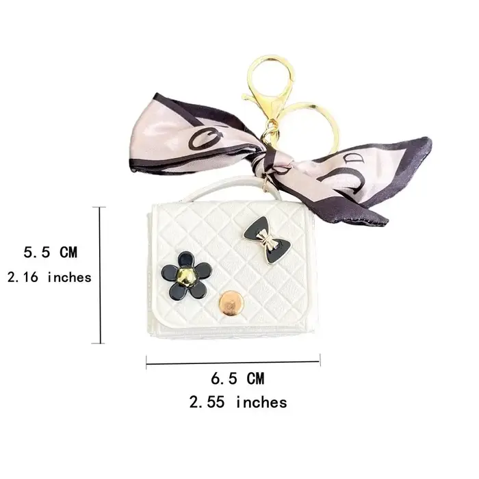 Sac de rangement pour écouteurs en cuir, Mini porte-clés créatif, pendentif de couleur unie, étui po