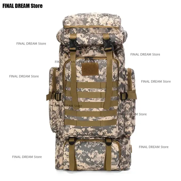 Grande capacité 80L imperméable Camouflage randonnée sac à dos décontracté tactique Sports de plein 