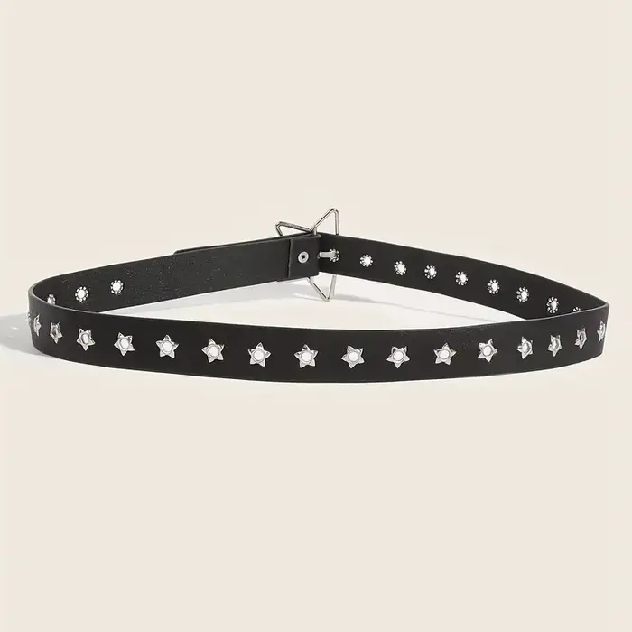 Y2K Punk étoile oeillet noir Rivet ceinture Goth Pu cuir ceintures pour femmes jean pantalon garçons