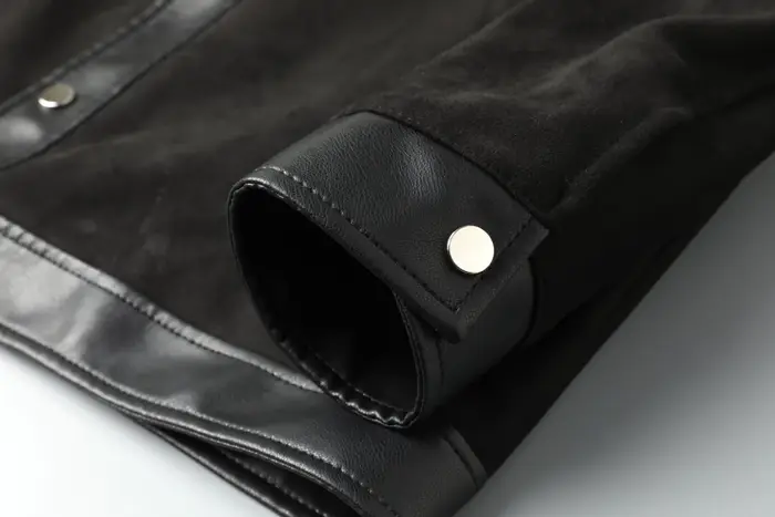 Veste décontractée d'affaires en simili daim épissé en cuir Pu pour hommes, printemps et automne