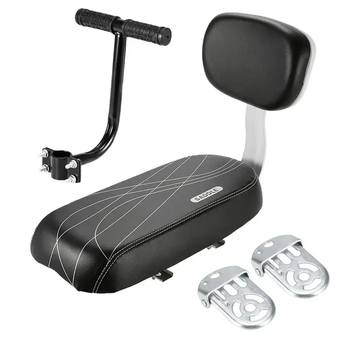 Siège arriere pour enfant avec poignee accoudoir repose-pieds pedale tapis de siege confortable et sécuritaire pour vélo occasions familiales et cadeaux d'anniversaire