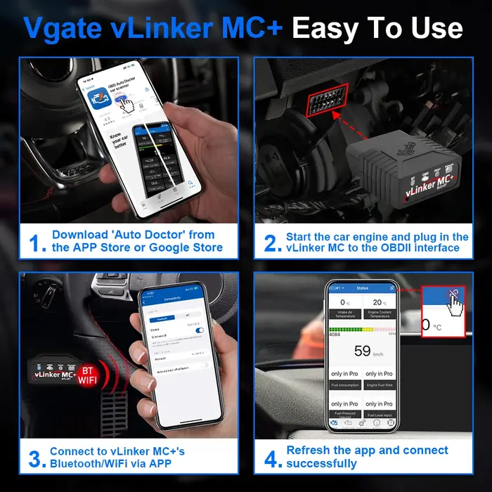 Vgate vLinker MC ELM327 V2.2 Bluetooth 3.0 4.0 Scanner OBD2 OBD 2 BimmerCode FORScan outils de Diagn