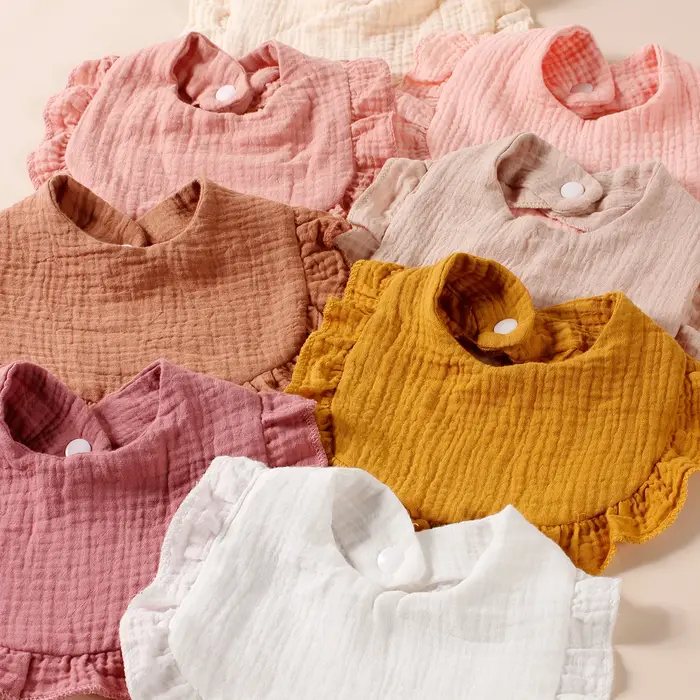 Bavoirs volants coton nouveau-né lot 8 pièces - Serviette salive bébé - Offre spéciale