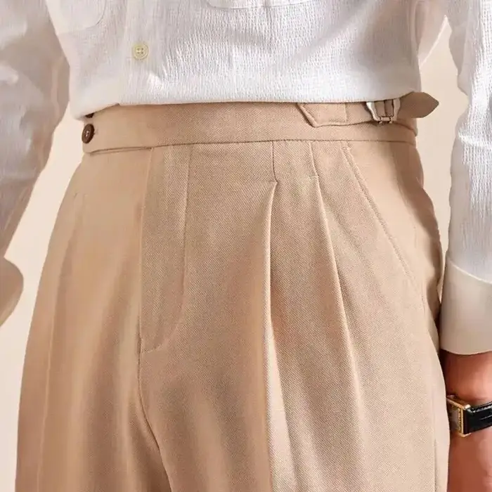 2025 nouveau Style italien Double plissé napolitain hommes pantalons formels décontracté affaires ja