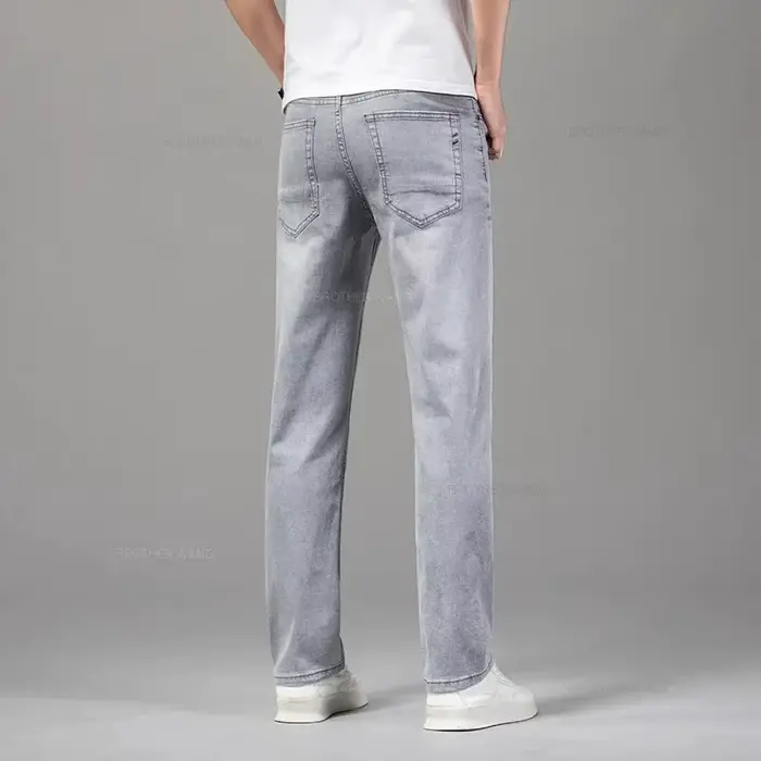 Été élastique hommes jean mode gris confortable affaires droite Stretch coton décontracté Denim pant