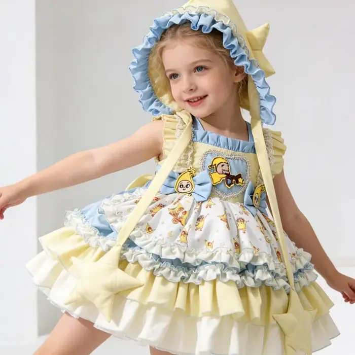 Robe de Soirée Lolita pour Filles Star Man, Robe de Mariage pour Filles de 3 à 10 Ans, Costume de Bo