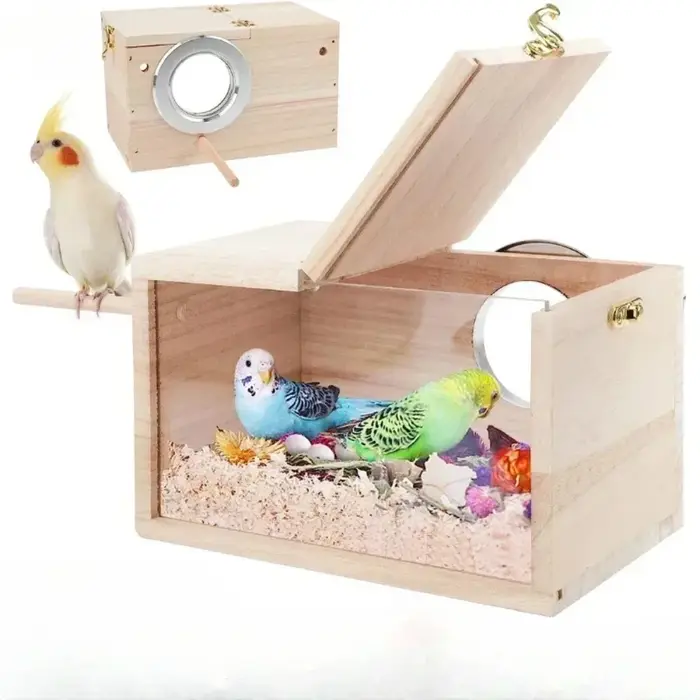 Nid de maison pour oiseaux, Design Transparent, pour perruches, calopsitte, facile à nettoyer, bords