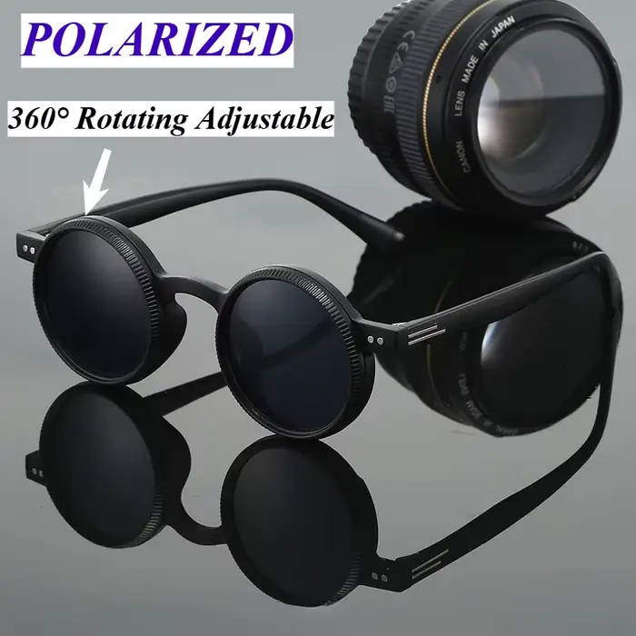 360 °   Lunettes de soleil rotatives réglables, monture ronde, polarisées, pour l'extérieur, résista