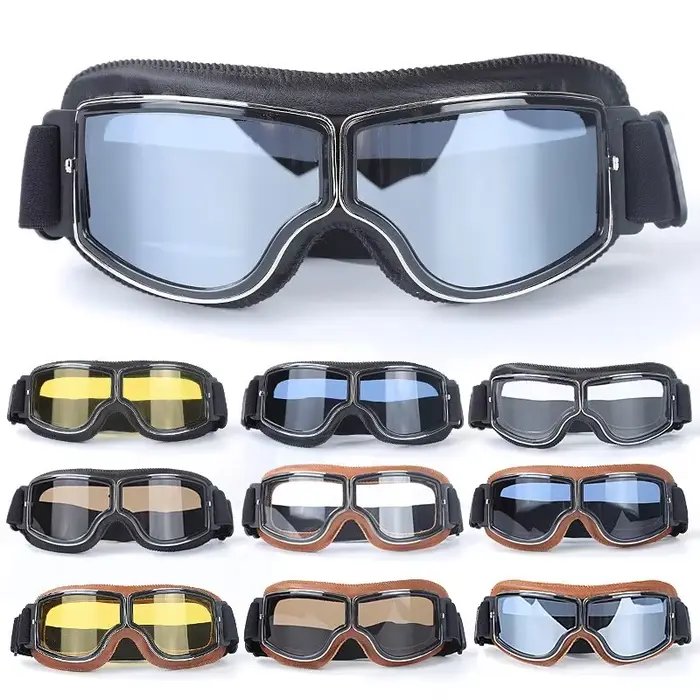 Lunettes de moto coupe-vent pour casque de moto, lunettes de soleil rétro universelles pliantes en c