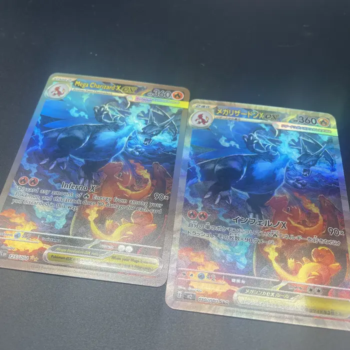 1 pièces bricolage auto-fait PTCG Mega Charizard X Version japonaise et Version anglaise réfractive 