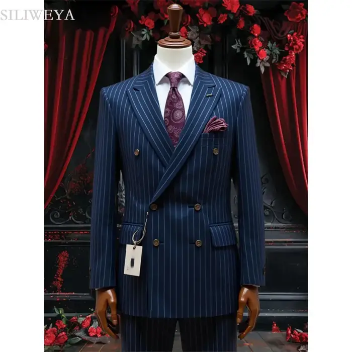SILIWEYA – costumes d'affaires à Double boutonnage pour hommes, élégant, revers, coupe cintrée, vête