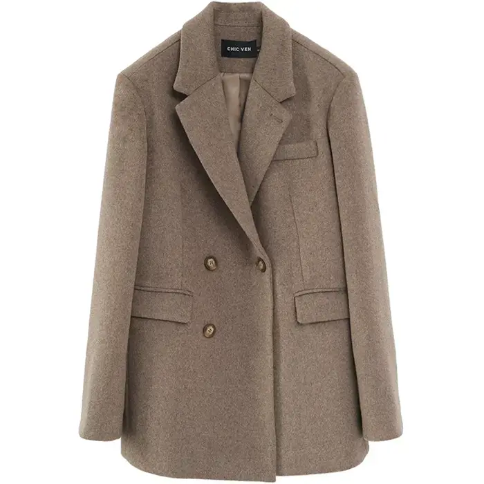 CHIC VEN femmes laine mélange manteau solide mi-long laine Blazer épais chaud Blouse femmes pardessu