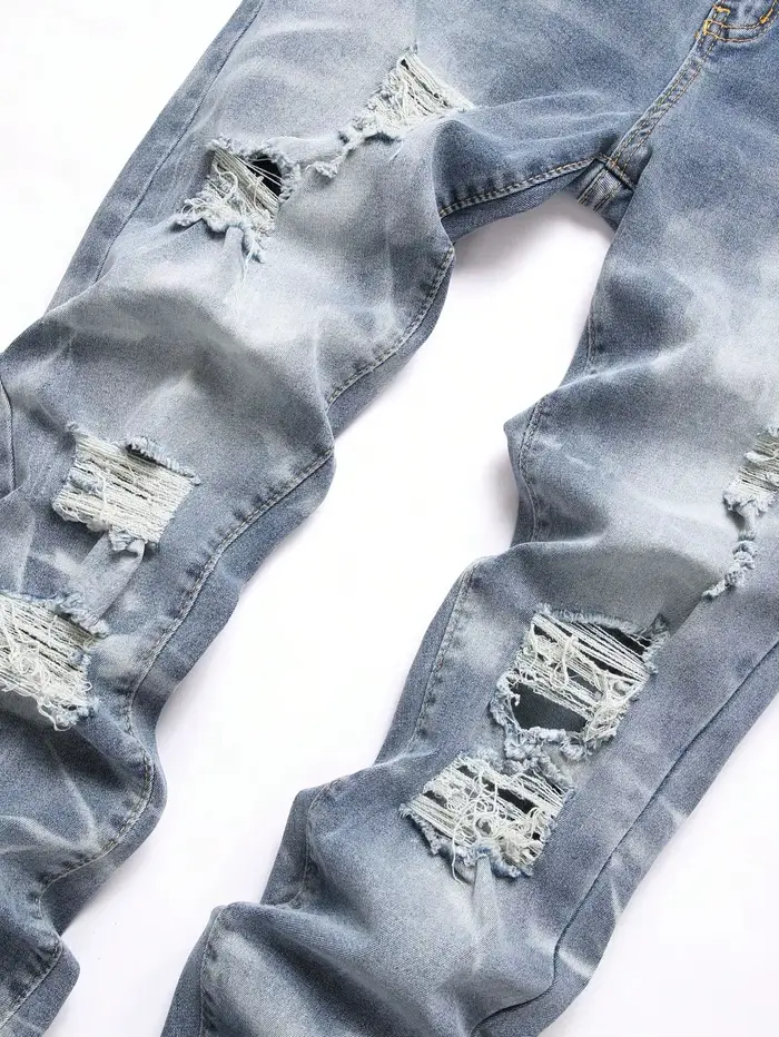 Mode hommes jean pantalon Stretch bleu jean moulant pour hommes décontracté coupe ajustée Denim pant