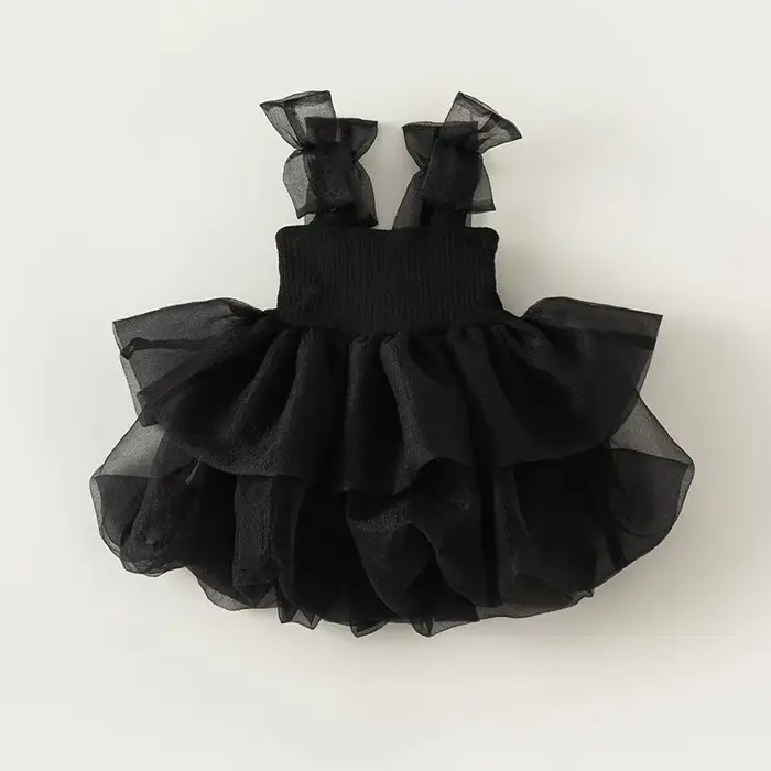 Robe Tutu noire élégante sans manches pour filles, robe de princesse pour bébé, vêtements d'été trap