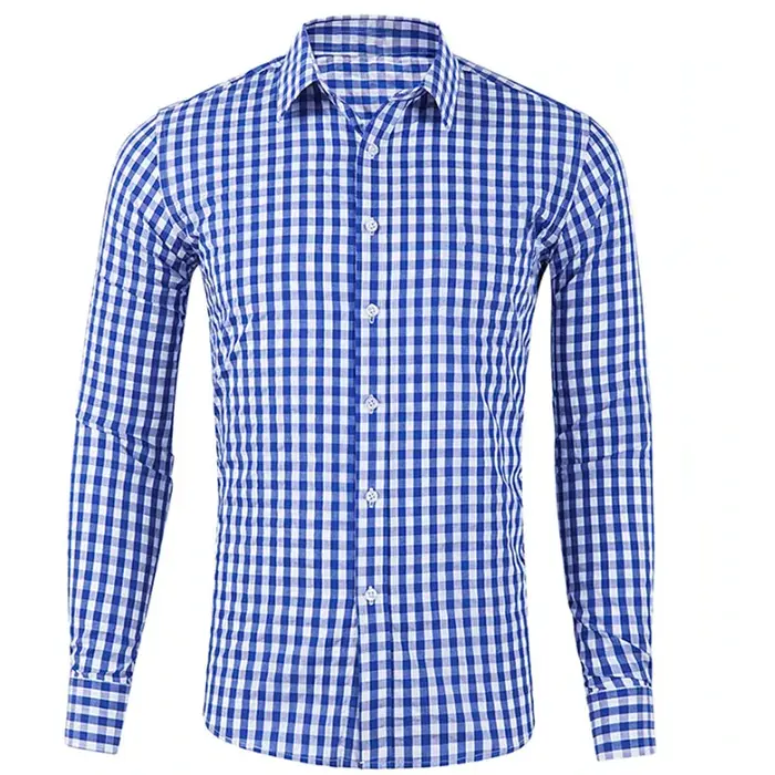 Chemise homme chemise boutonnée rouge bleu manches longues plaid/check revers street resort imprimé 