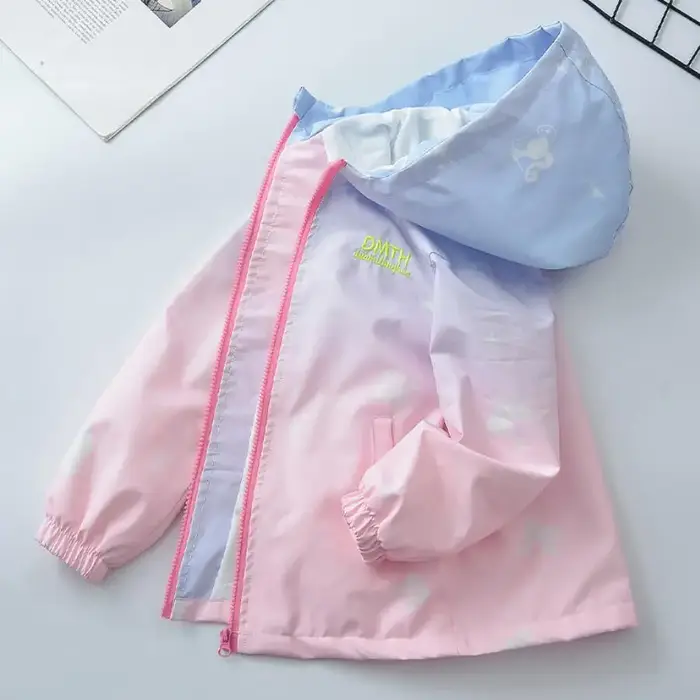 Veste coréenne dégradée à capuche pour filles et garçons, blazer coupe-vent doux printemps automne tendance