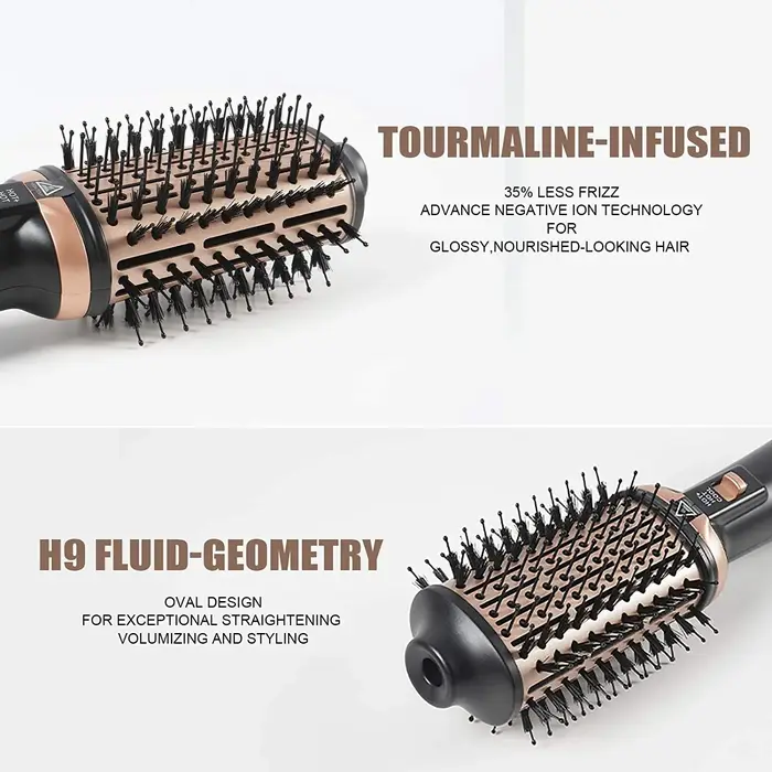 Sèche-cheveux et volumateur en une seule étape, brosse à air chaud professionnelle, lisseur et boucl