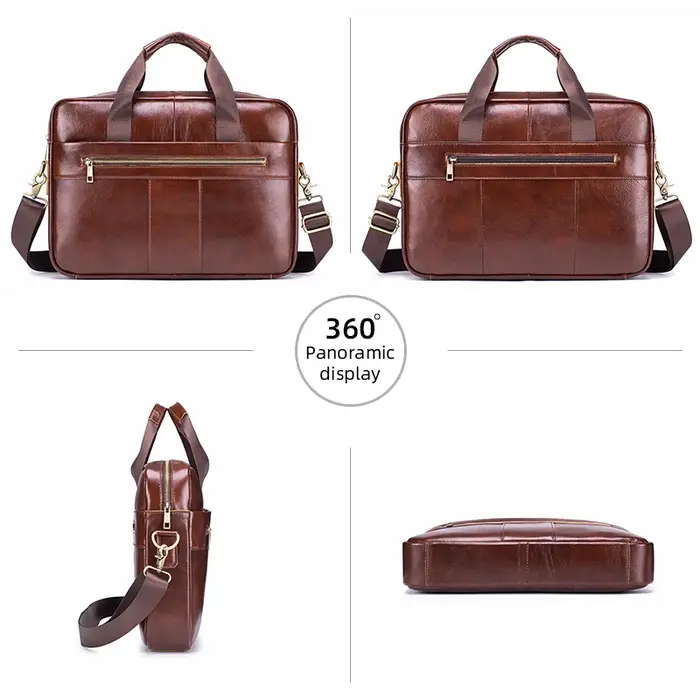 Sac pour ordinateur portable en cuir véritable pour homme, sacoche vintage d'affaires, sac à bandoul