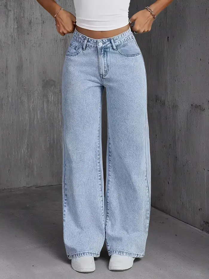 Jean pour femme Y2k, vêtements bleu clair, jambes larges, pantalon en Denim, ample, mode Simple, ext