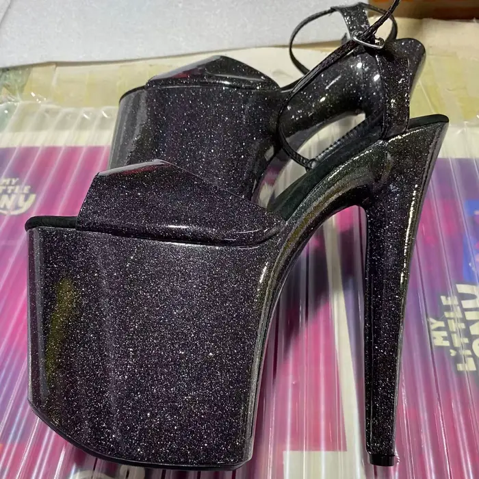 20 cm sexy pôle danse chaussures visage brillant flash cristal haine ciel haute sandales plate-forme