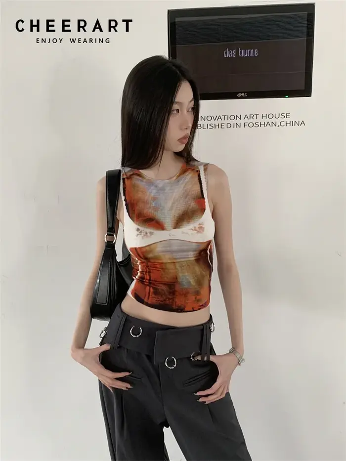 Contest ERART-Haut court sexy pour femme, Pixelate Icidal, Cyber Tsion, Précieux, Vêtements grunge, 