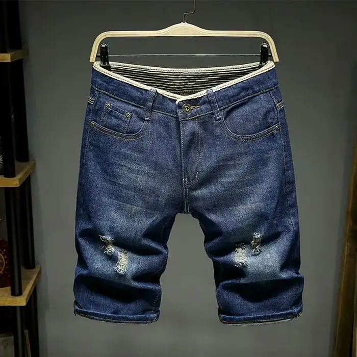 Hommes Denim Shorts été nouveau Style Section mince Force élastique coupe ajustée jean court mâle ma