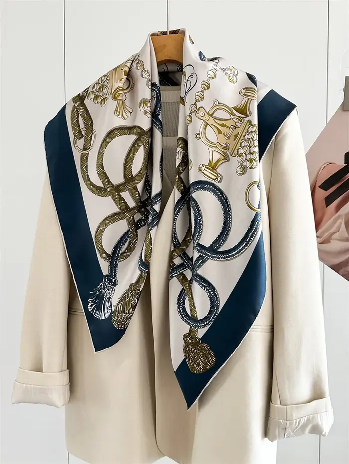Foulard en soie motif cheval élégant accessoire pour cheveux et sacs occasions spéciales femmes