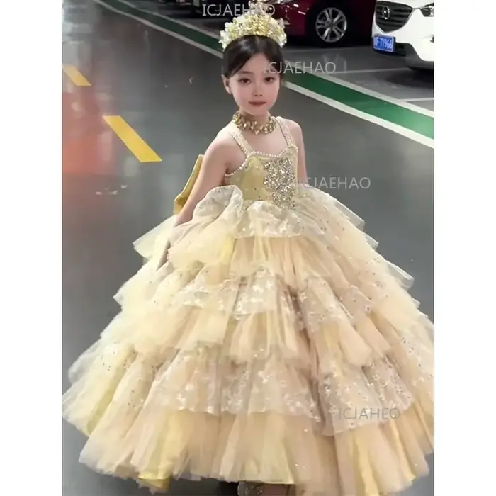 Nouvelle Robe de Princesse Formelle pour Filles, Tenue de Fête d'Anniversaire pour Enfants, Robe de 