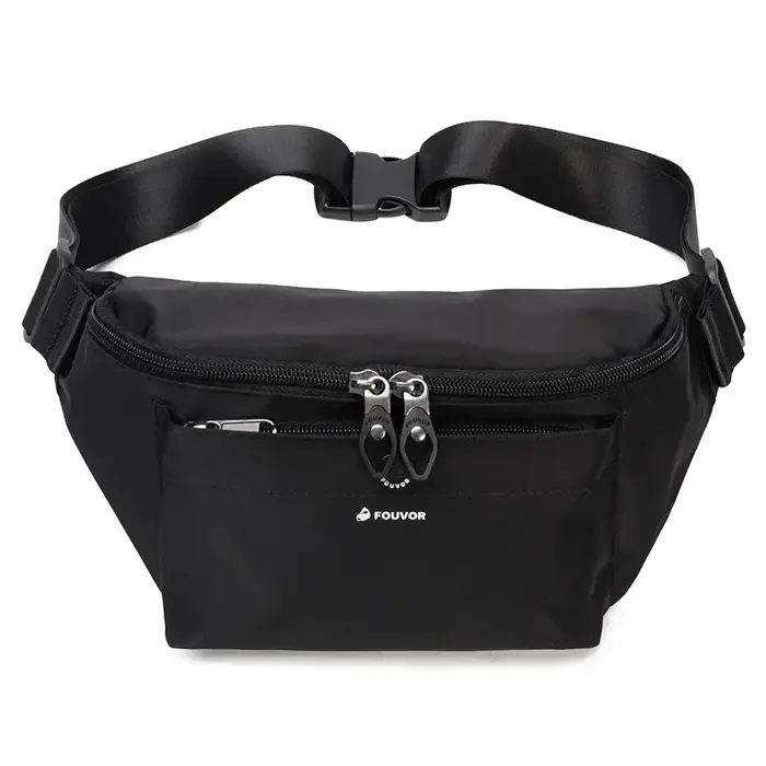 Fouvor – sac de taille rouge en Nylon, sangle réglable, Double fermeture éclair, poche avant, sacs b