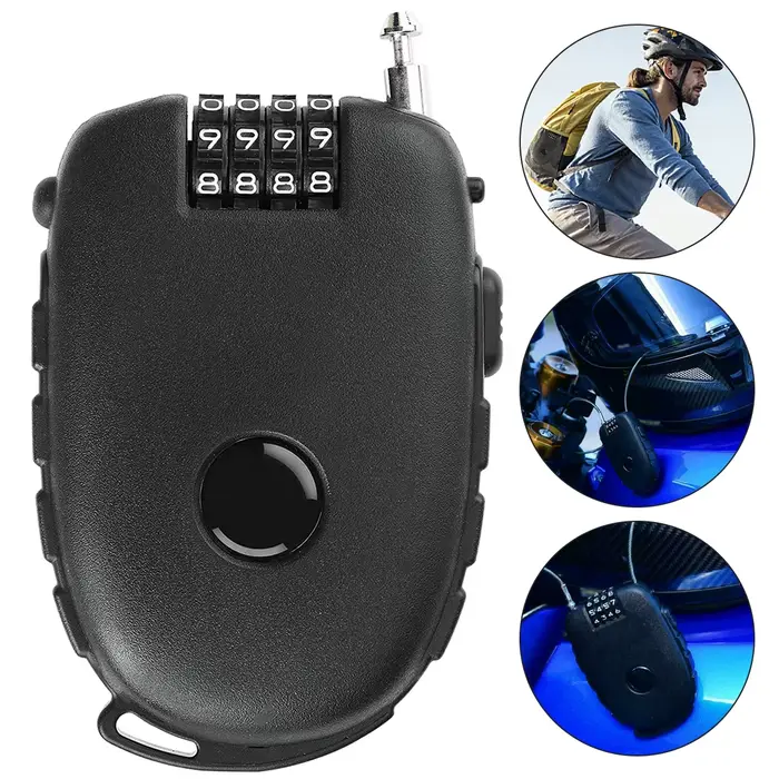 Mot de passe casque mot de passe roue outil de verrouillage codé 4 chiffres serrure télescopique câb