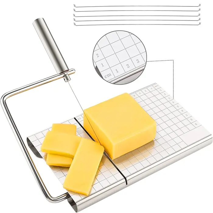 LMETJMA trancheuses à fromage avec fil pour bloc de fromage planche à fromage réglable avec 5 fils d