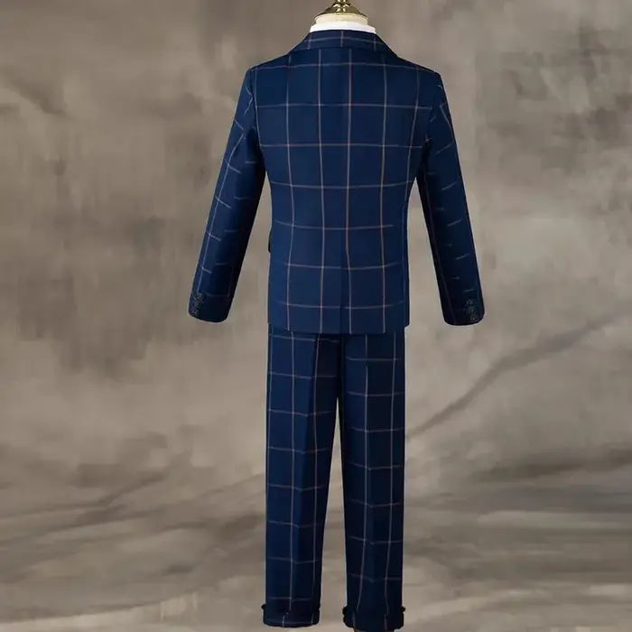 Costume formel à carreaux pour garçons, 3 pièces, smoking de mariage pour enfants, pour hôte, specta