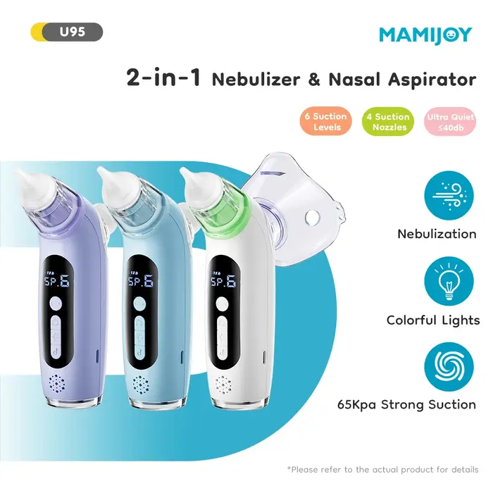 MAMIJOY Aspirateur nasal électrique 2 en 1 pour bébé et fonction nébuliseur, 6 modes d'aspiration, n