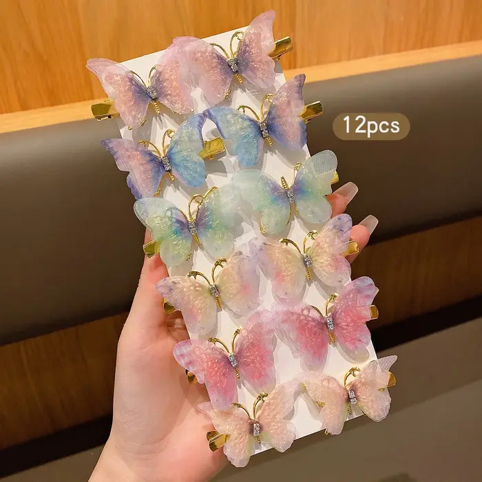 12 pinces à cheveux papillon vent doux pinces à cheveux mignonnes adaptées à un usage quotidien acce