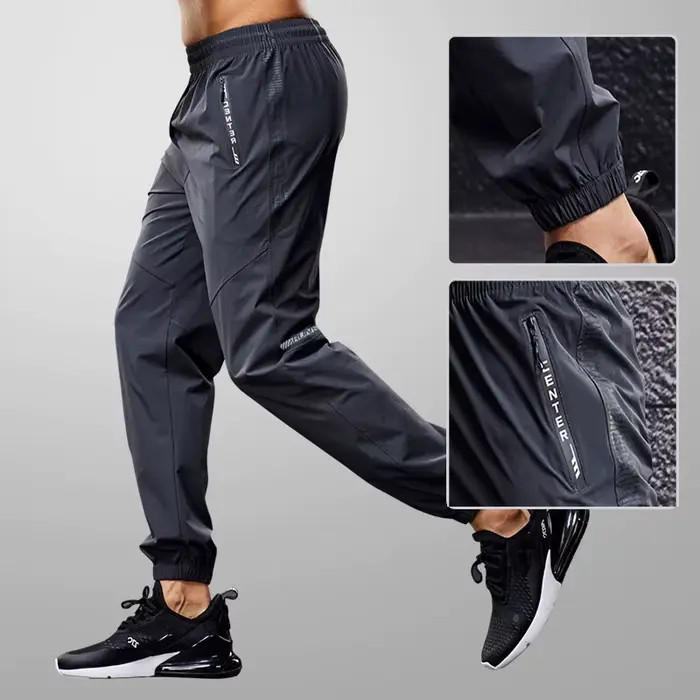 Pantalons de Sport à séchage rapide pour hommes, pantalons de course avec poches zippées, pantalons 