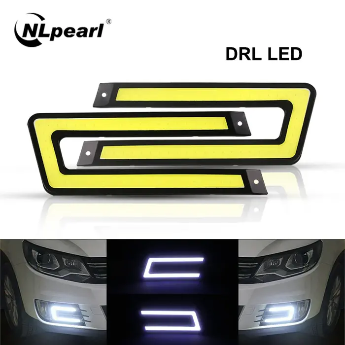 NLpearl 1 paire style de voiture COB LED DRL feux de jour Auto DC 12V LED lumineuse DRL lumière exte