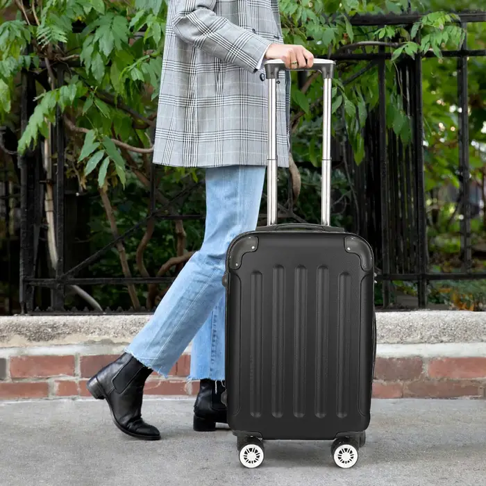 Superaly Ensemble de bagages noir 3 pièces, avec serrure à code, ensemble de valises en ABS, avec ro