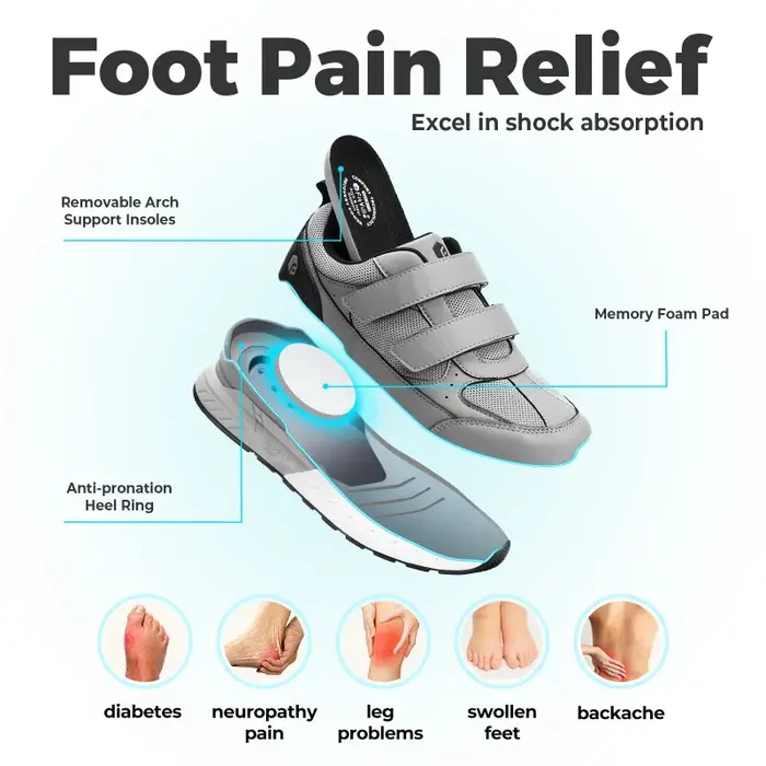 Chaussures de sport pour hommes, large largeur avec sangles réglables, basses, antidérapantes, légèr