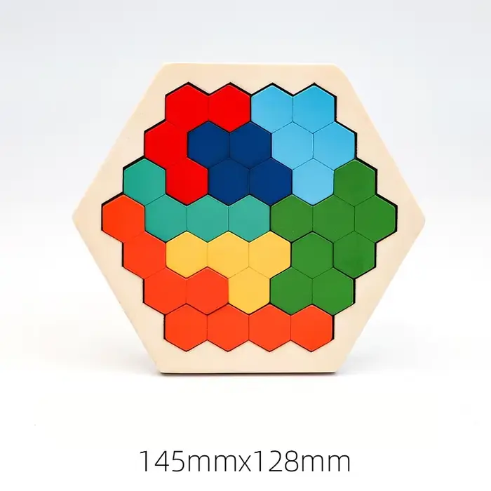 Ensemble de blocs de puzzle en bois, casse-tête, jouet Tangram, intelligence, blocs russes 3D coloré