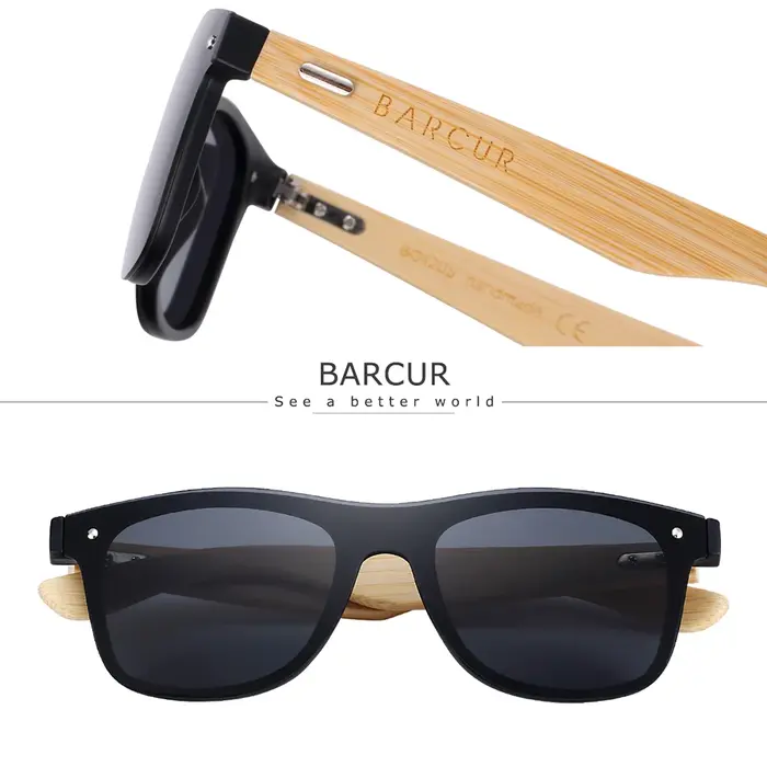 BARCUR lunettes en bois noir noyer lunettes de soleil accessoires lunettes femme/homme lunettes de s