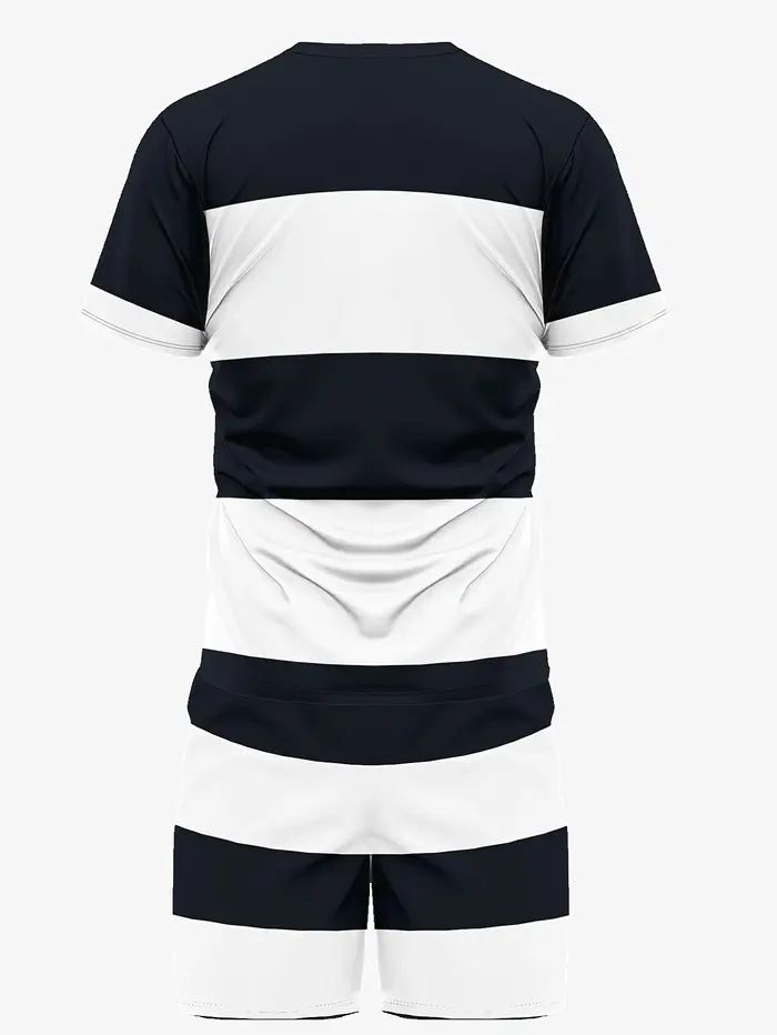 À la mode hommes été rayé imprimé micro élastique respirant col rond T-shirt ensemble short et haut 