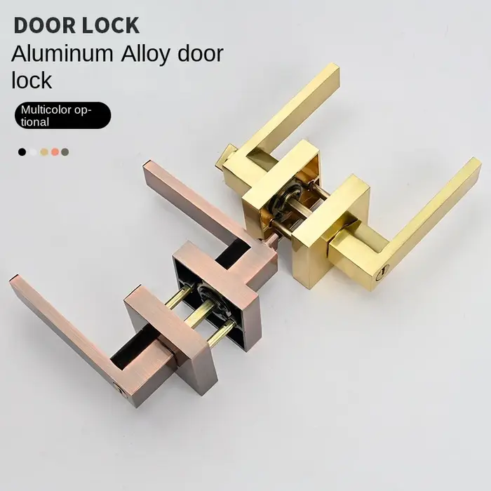Serrure Intérieure Robuste en Alliage d'Aluminium Design Carré Minimaliste Poignée de Porte en Bois Réglable Serrure à Trois Barres Pour Chambres Salles de Bain Occasions Spéciales