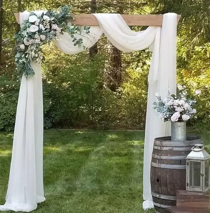 Arc de mariage vert sauge, 2 pièces, rideaux transparents drapés, toile de fond pour fête, cérémonie