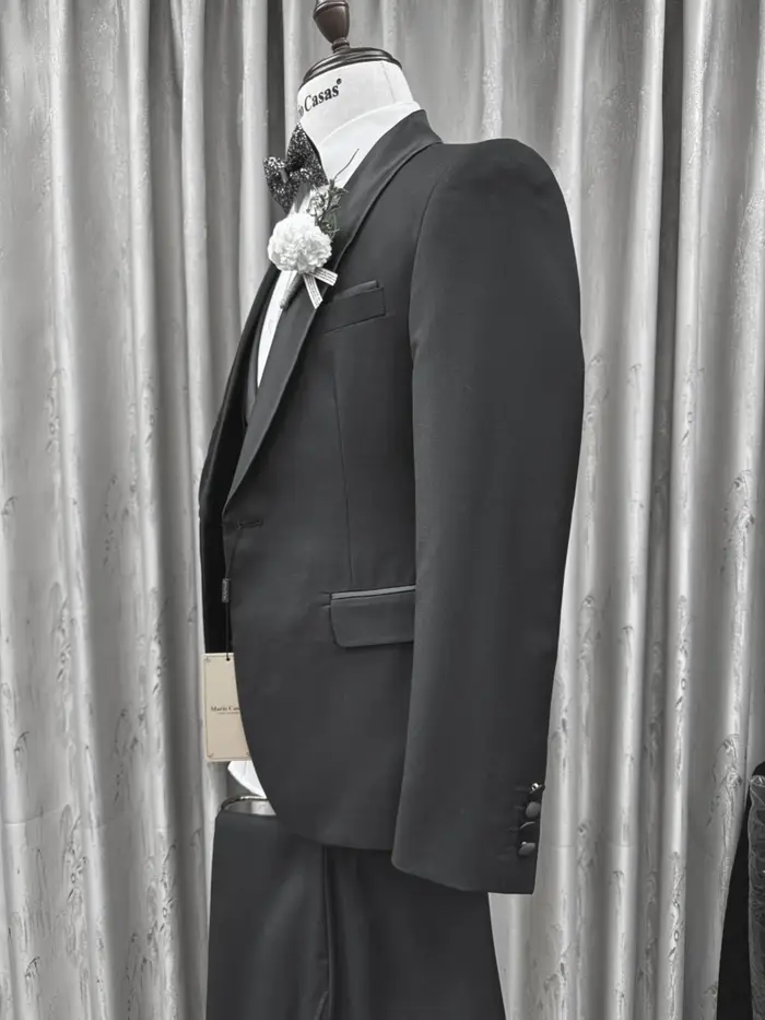 Costumes pour hommes à revers châle noir 3 pièces ensembles de marié de mariage automne ensemble de 