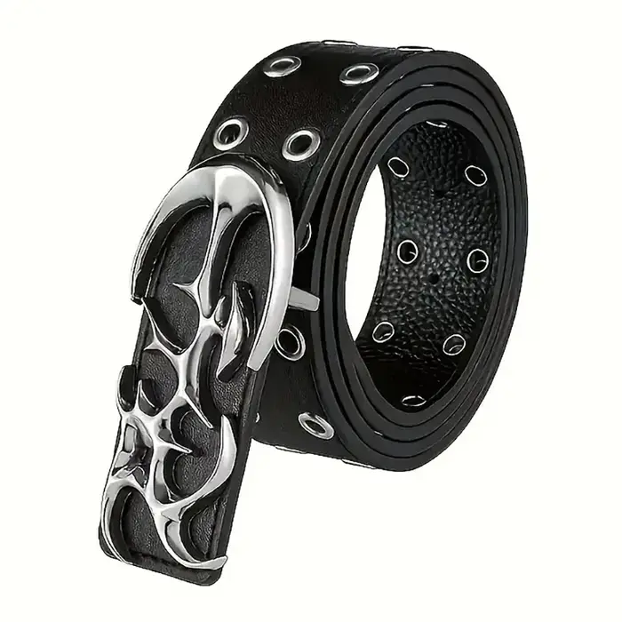Ceinture Punk en cuir PU ajouré Y2K pour hommes et femmes, accessoire tendance pour cadeaux, ceintur
