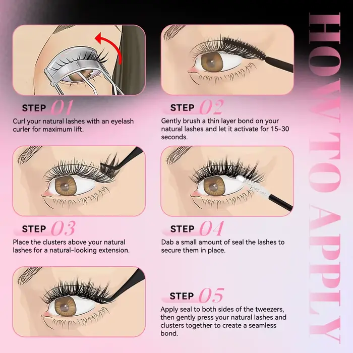 UCoolMe cils Venus 132 pièces Kit de grappes à portée plus large avec dissolvant de liaison et de jo