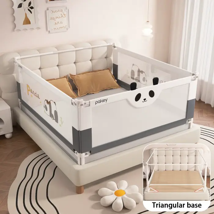 Barrière de sécurité pour lit bébé à 3 côtés, barrières de lit et barre de protection à base triangu