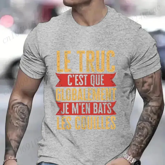 T-shirt manches courtes col rond homme, rétro, décontracté, vintage, estival et humoristique